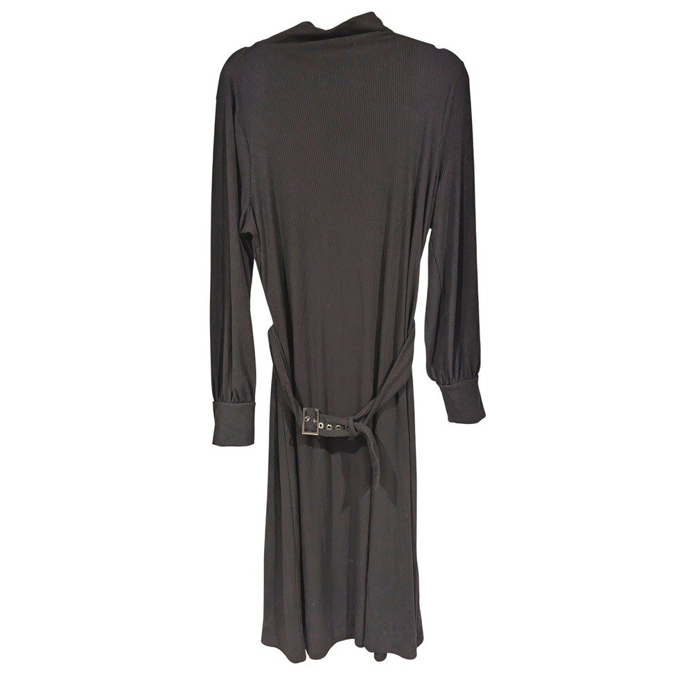 Simply Vera Vera Wang Ribbed Belted Midi Dress Black XL